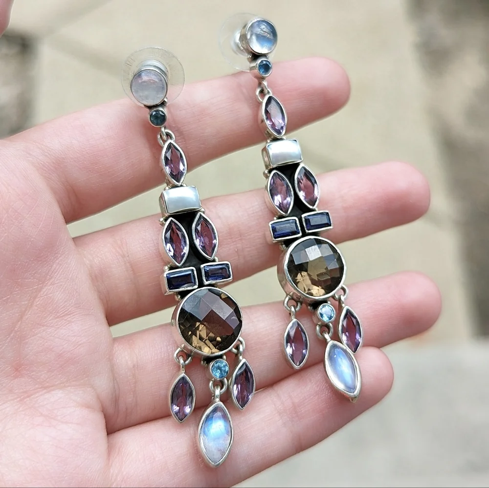Nicky Butler gemstone sterling silver earrings vintage 925 - Picture 4 of 4